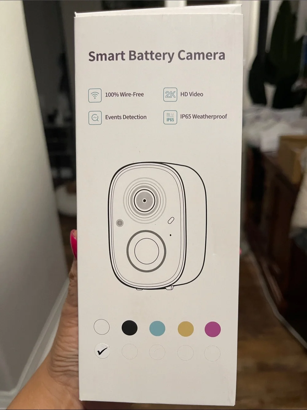 Smart Battery Camera (White) - Wire-Free 2K HD, Event Detection